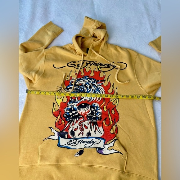 Ed Hardy Fir Tiger Yellow Graphic Hoodie Size XL - Picture 5 of 10